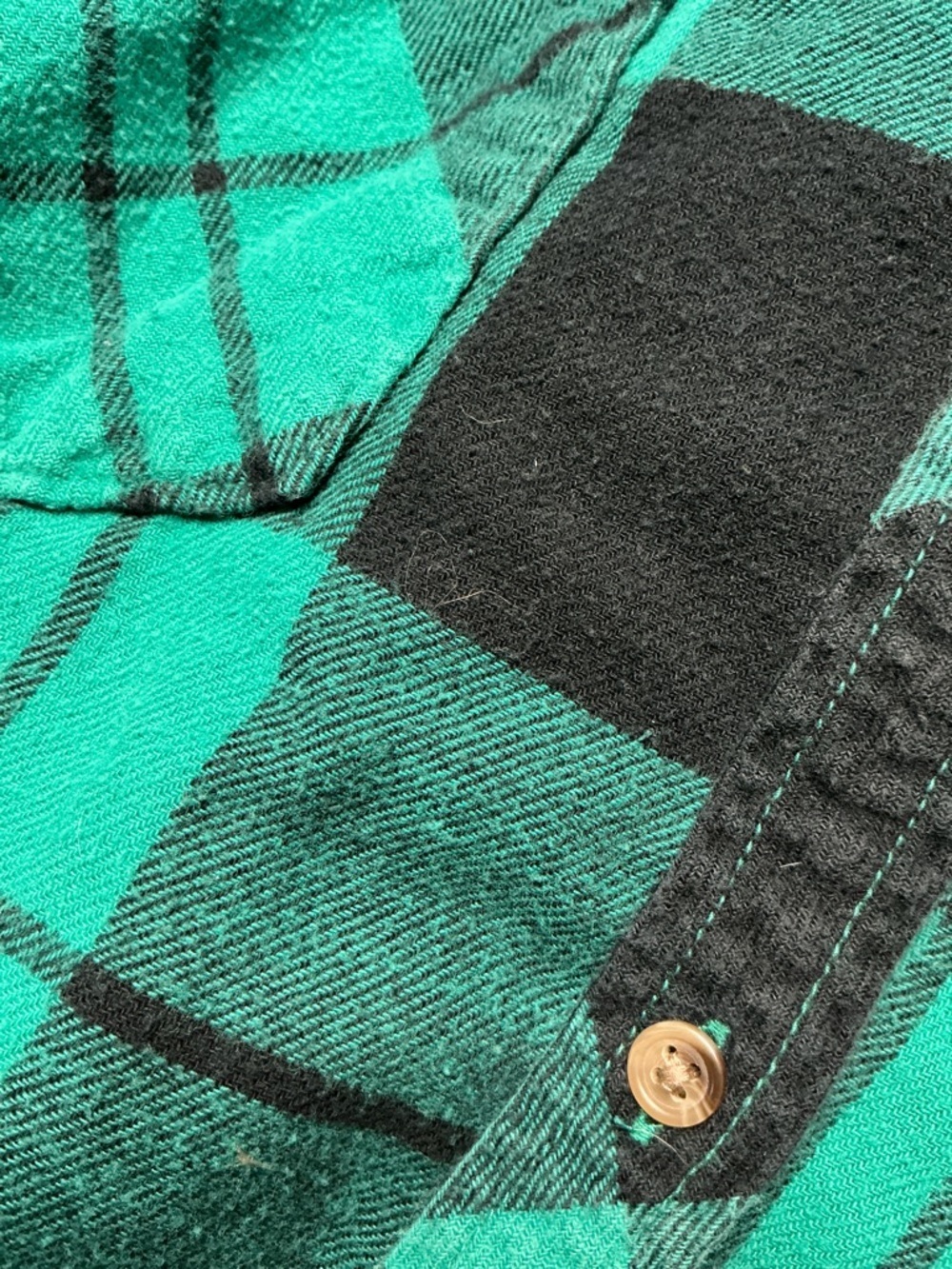 Alien UFO Spaceship Flannel Upcycled Tee Shirt Top - Picture 5 of 9